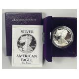 1990 Proof American Silver Eagle w/ Box & COA