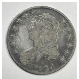 1824 Capped Bust Silver Half VG details