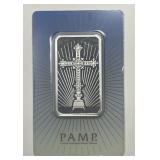 Romanesque Cross 1 Ounce .999 Silver Bar PAMP
