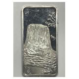 Devils Tower 1 Ounce .999 Silver Art Bar