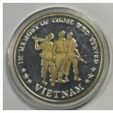 Vietnam Army Gold Gilt 1 Ounce .999 Silver Round