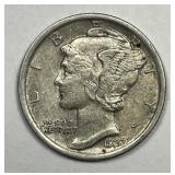 1923 Mercury Silver Dime Extra Fine XF+