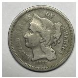 1868 Three Cent Nickel 3cN Very Good VG