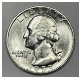 1953-S Washington Silver Quarter Uncirculated BU