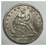 1869-S Seated Liberty Silver Half XF details