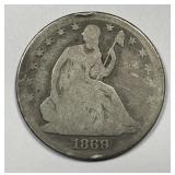 1869 Seated Liberty Silver Half Good G details