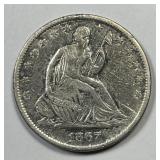 1867 Seated Liberty Silver Half VF details