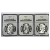 1879-S 1880-S 1881-S Morgan Dollar Trio NGC MS65