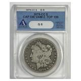 1879-CC Morgan Silver $1 Capped Die ANACS G6
