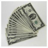 Twenty 1976 $2 Bicentennial Notes Crisp Unc