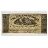 1864 $20 Milledgeville GA Obsolete Note