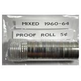 Proof Roll Mixed Dates Jefferson Nickels 1960-1964
