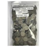 Bag of $20 Face in pre-1960 Jefferson Nickels