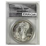 1988 Silver Eagle ANACS MS69 w/Struck Thru ERROR