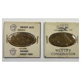 2 Wildlife Related Vintage Elongated Cents