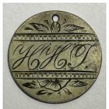 Love Token Initial HHJ on Three Cent Silver Coin