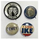 Four Different Political Campaign Buttons