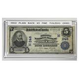 1902 $5 National Bank Toledo OH Charter 248 Fine