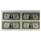 Four 1935-F $1 Silver Certificates Consecutive