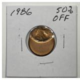 1986 Lincoln Cent Struck 50% Off Center ERROR
