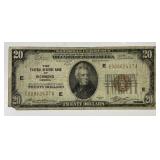 1929 $20 Richmond Federal Reserve Good