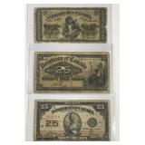 CANADA: Trio of 25 Cent Fractional Notes 1870-1923