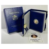 1990 $5 Gold American Eagle 1/10 oz OGP Box & COA