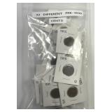 Lot 32 Different Pre-1930 Lincoln Cents in 2x2