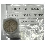 Roll of First Year Issue 1909 Lincoln Cents