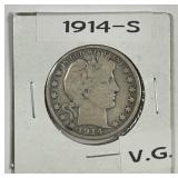 1914-S Barber Silver Half Very Good VG