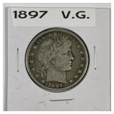 1897 Barber Silver Half Very Good VG