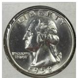 1958-D Washington Quarter Cracked Skull Die Crack