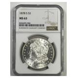 1878-S Morgan Silver $1 NGC MS63