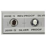 2018-S Reverse Proof & 2019-S Silver Dime Pair