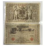 GERMANY: 1910 1000 Mark Note Pair