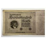 GERMANY: 1923 100,000 Reichsmark Note