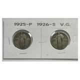 1925-P & 1926-S Standing Liberty Quarter Pair VG