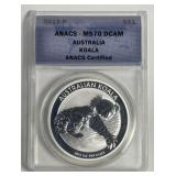 AUSTRALIA: 2012 Silver $1 Koala ANACS MS70