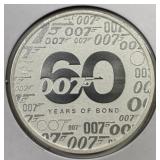 2022 Silver $1 James Bond 60th Tuvalu 1 oz .999