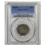 1875-S Silver Twenty Cent Piece 20c PCGS VG10