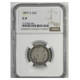 1897-S Barber Silver Quarter Good NGC G4