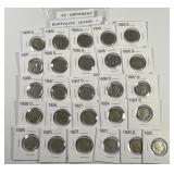 Lot of 25 Different Date Buffalo Nickels Good G+