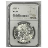1897 Morgan Silver $1 NGC MS60
