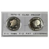 1976-S Eisenhower Proof $1 Ty 1 & Ty 2 Variety