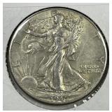 1945 Walking Liberty Silver Half AU