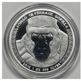 CONGO: 2016 Silver 5000 Francs Silverback 1-oz