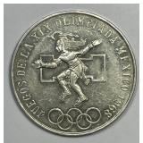 MEXICO: 1968 Silver 25 Pesos Olympics AU
