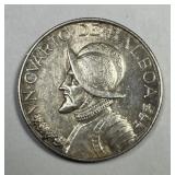 PANAMA: 1934 Silver 1/4 Balboa AU