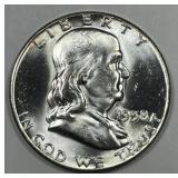 1958 Franklin Silver Half Brilliant Uncirculated