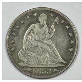 1853 Seated Liberty Half Arrows & Rays Fine F+